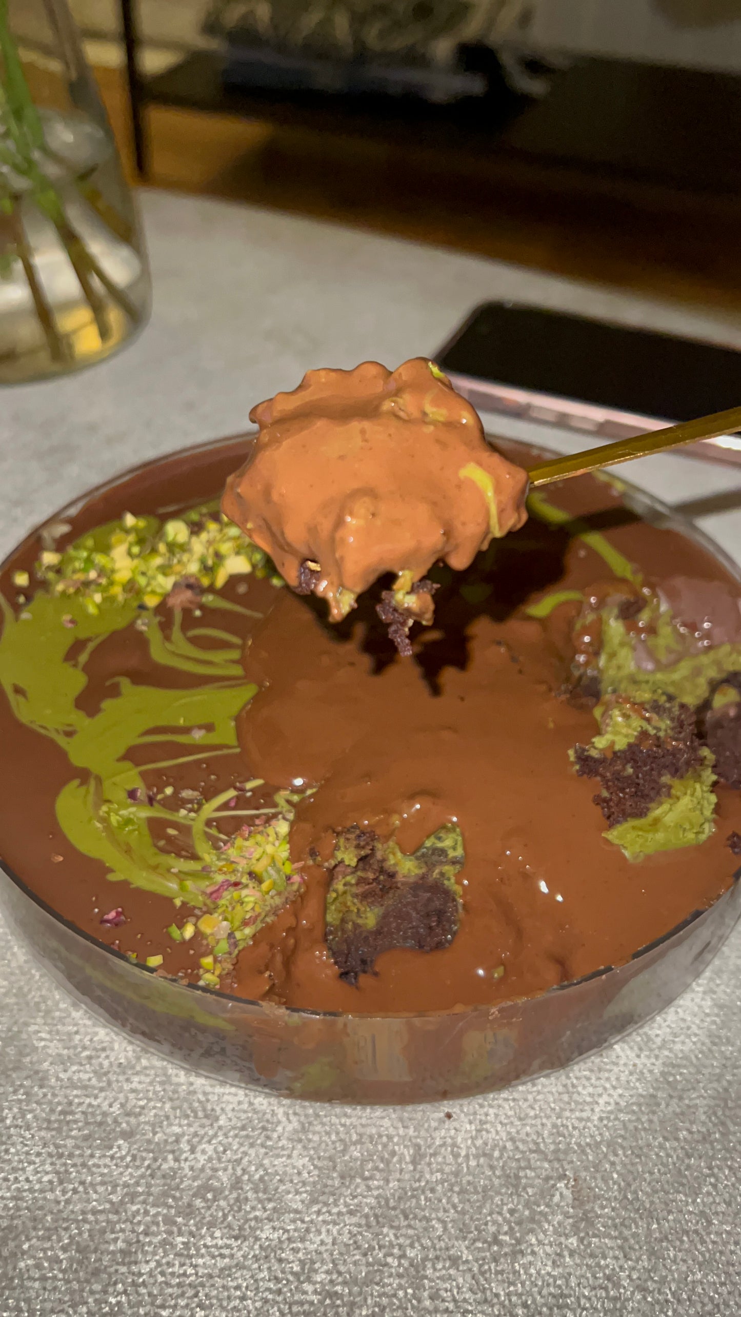 Pistachio Kunafa Brownie