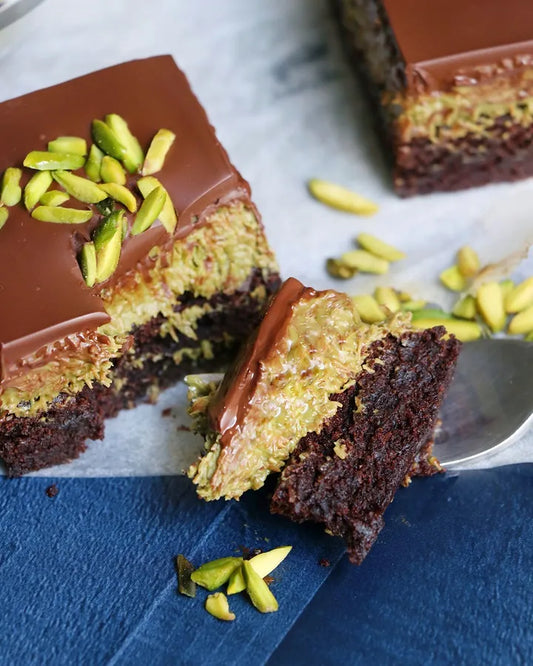 Pistachio Kunafa Brownie